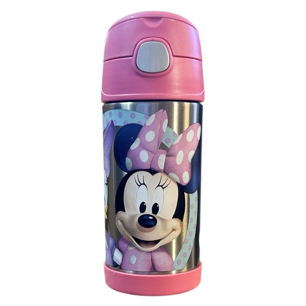 DISNEY Minnie Mouse Daisy Duck Thermos FUNtainer Straw Bottle Handle 10 oz